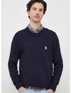 Bombažen pulover Tommy Hilfiger mornarsko modra barva