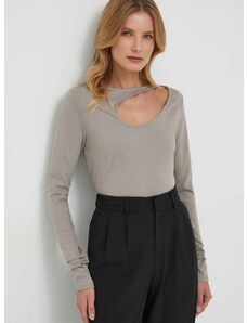 Majica z dolgimi rokavi Sisley ženski, siva barva