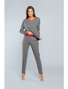 Italian Fashion Long sleeve pyjamas, long trousers - medium melange