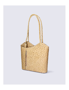 Stilska dizajnerska rjava taupe usnjena torbica za čez ramo Royal VERA PELLE
