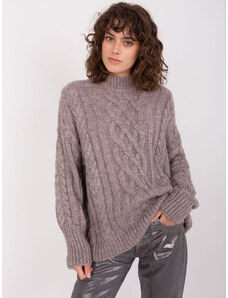 Fashionhunters Dark gray women's sweater with cable knits