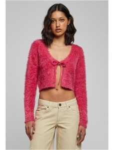 UC Ladies Women's sweater hibiskuspink knotted Cropped Feather Cardigan