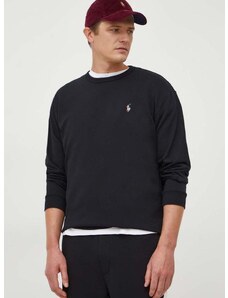 Bombažna majica z dolgimi rokavi Polo Ralph Lauren črna barva