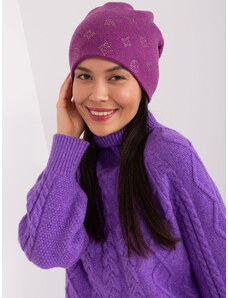 Fashionhunters Purple winter hat with cashmere