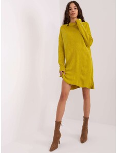 Fashionhunters Olive knitted dress with slits