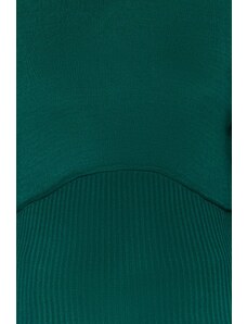 Trendyol smaragdno zeleni pulover za pletenine iz steznika