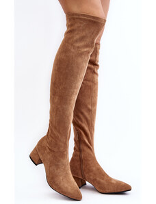 Kesi Women's over-the-knee boots with low heels Camel Maidna