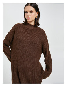 Koton akrilni kašmir teksturiran prevelik polovični pulover za turtleneck