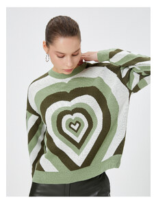 Koton pletenina pulover s srcem večbarvni vrat posadke z dolgimi rokavi.