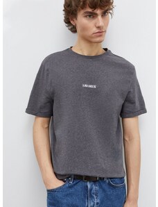 Bombažna kratka majica Les Deux moški, siva barva