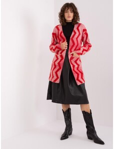Fashionhunters Red soft cardigan with patterns