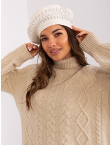 Fashionhunters Creamy women's beret with cashmere