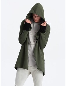 Ombre Clothing Podaljšana asimetrična olivno zelena jopa B1368
