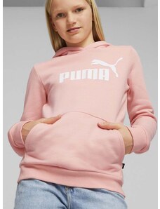 Otroški pulover Puma ESS Logo Hoodie FL G roza barva, s kapuco