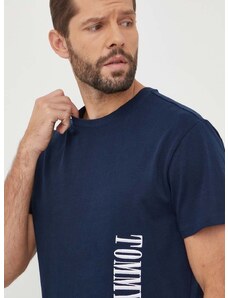 Bombažna kratka majica Tommy Jeans moški, mornarsko modra barva