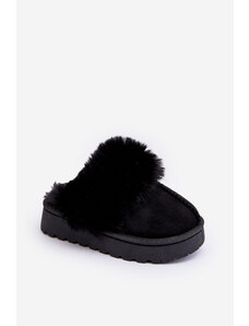 Kesi Children's slippers with fur, Black Birasta