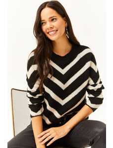 Ženski črni mehki teksturirani pulover za pletenine Olalook