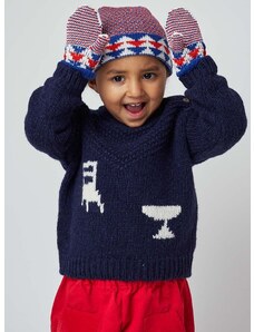 Otroški pulover z mešanico volne Bobo Choses mornarsko modra barva