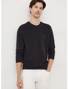 Bombažen pulover Tommy Hilfiger črna barva