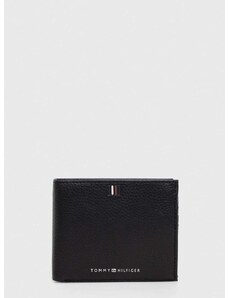 Usnjena denarnica Tommy Hilfiger moški, črna barva