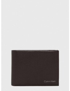 Usnjena denarnica Calvin Klein moški, rjava barva