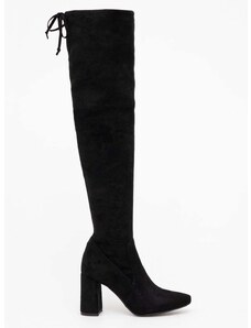 Elegantni škornji iz semiša Wojas ženski, črna barva, 7104281