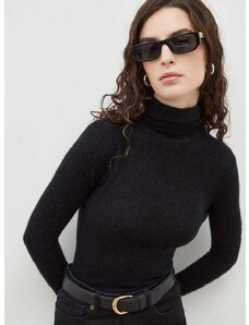 Volnen pulover American Vintage ženski, črna barva