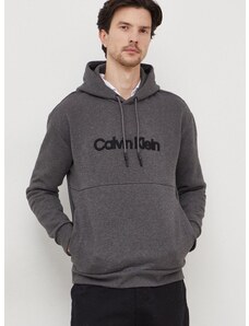 Pulover Calvin Klein moška, siva barva, s kapuco