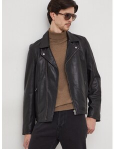 Usnjena jakna Pepe Jeans Valen moška, črna barva