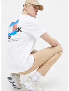 Bombažna kratka majica Tommy Jeans moški, bela barva