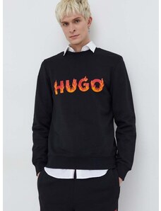 Bombažen pulover HUGO moška, črna barva