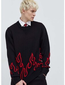 Volnen pulover HUGO moški, črna barva