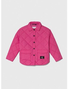 Otroška jakna Calvin Klein Jeans roza barva