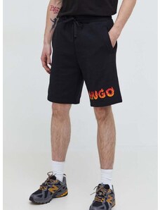 Bombažne kratke hlače HUGO črna barva