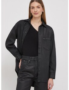 Bombažna srajca Pepe Jeans ALIX COATED ženska, črna barva