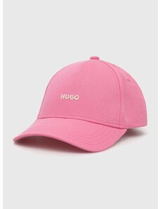 Bombažna bejzbolska kapa HUGO roza barva