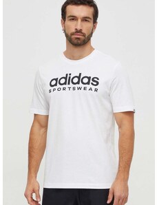 Bombažna kratka majica adidas moški, bela barva