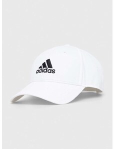 Bombažna bejzbolska kapa adidas bela barva