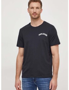 Bombažna kratka majica Pepe Jeans Clementine moška, črna barva