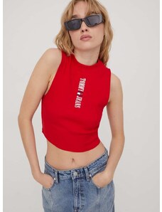 Top Tommy Jeans ženski, rdeča barva