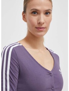 Majica z dolgimi rokavi adidas Originals ženski, vijolična barva