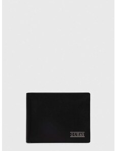 Usnjena denarnica Guess moški, črna barva