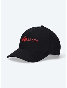 Bombažna bejzbolska kapa Alpha Industries črna barva