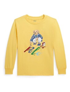 Otroška bombažna majica z dolgimi rokavi Polo Ralph Lauren rumena barva