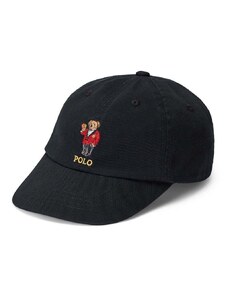 Otroška bombažna bejzbolska kapa Polo Ralph Lauren črna barva
