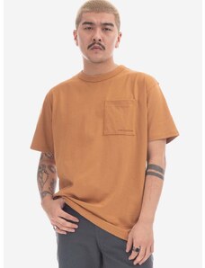Bombažna kratka majica New Balance oranžna barva
