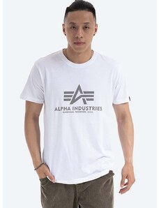 Bombažna kratka majica Alpha Industries Reflective Print bela barva