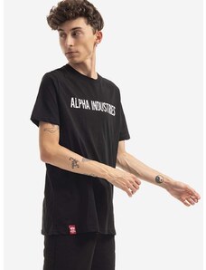 Bombažna kratka majica Alpha Industries RBF Moto črna barva