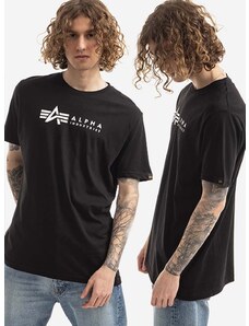 Bombažna kratka majica Alpha Industries 2-pack črna barva