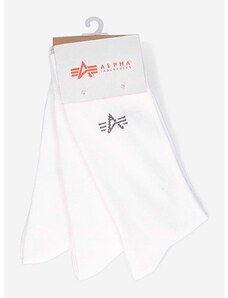 Nogavice Alpha Industries Basic Socks 3-pack bela barva